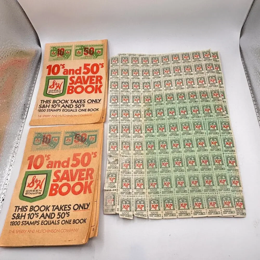 Lot of VTG S & H Green Stamps 2 Quick Saver Books Ephemera Junk Journal Crafts